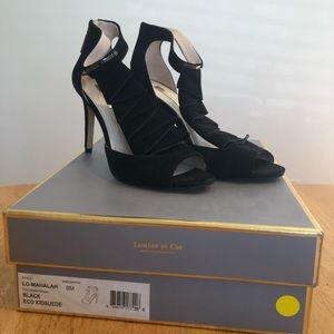 black stylish suede heels